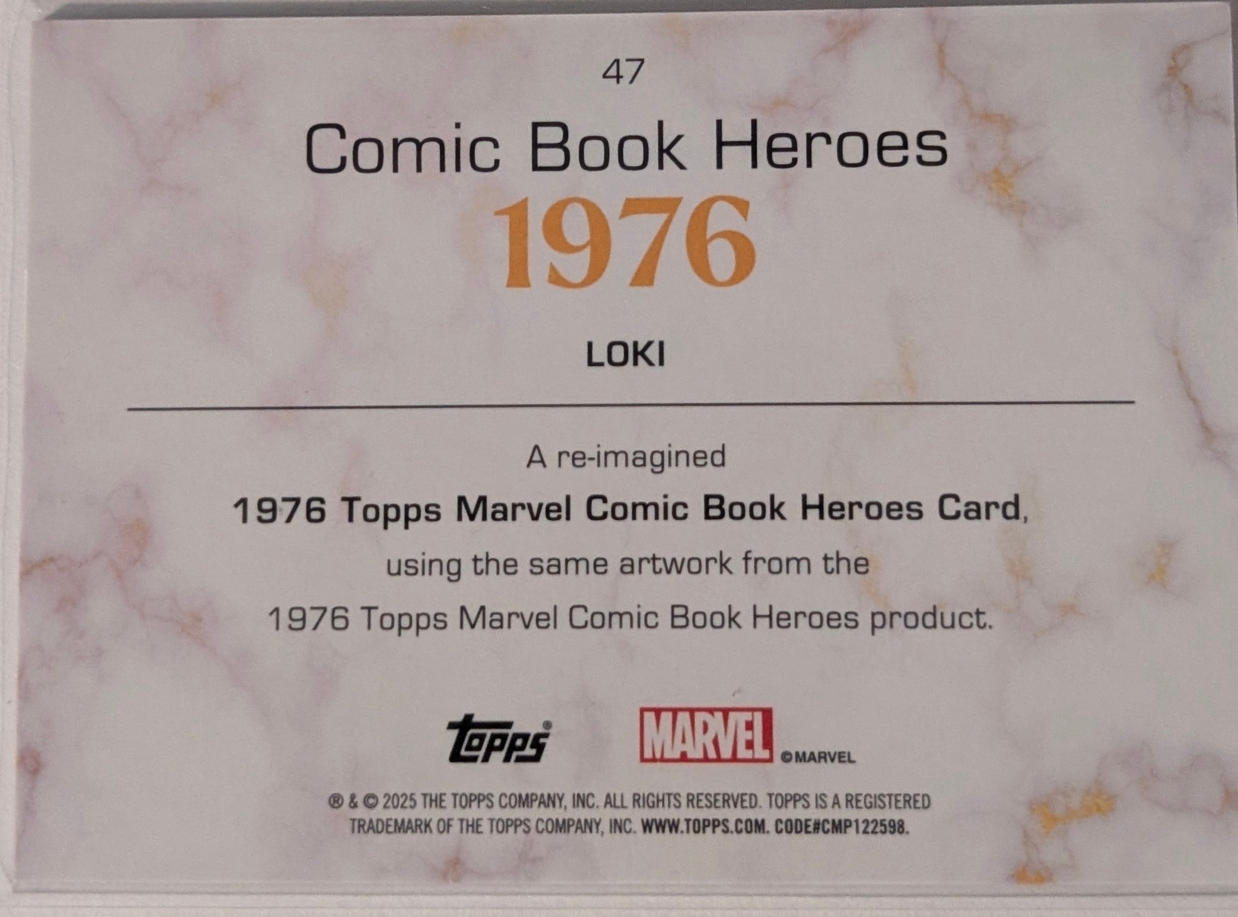 2025 Topps Marvel Loki Gold Marble Refractor 40/50 Comic Book Heroes #47 SSP