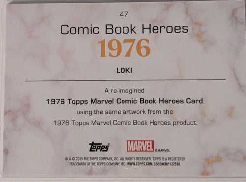 2025 Topps Marvel Loki Gold Marble Refractor 40/50 Comic Book Heroes #47 SSP