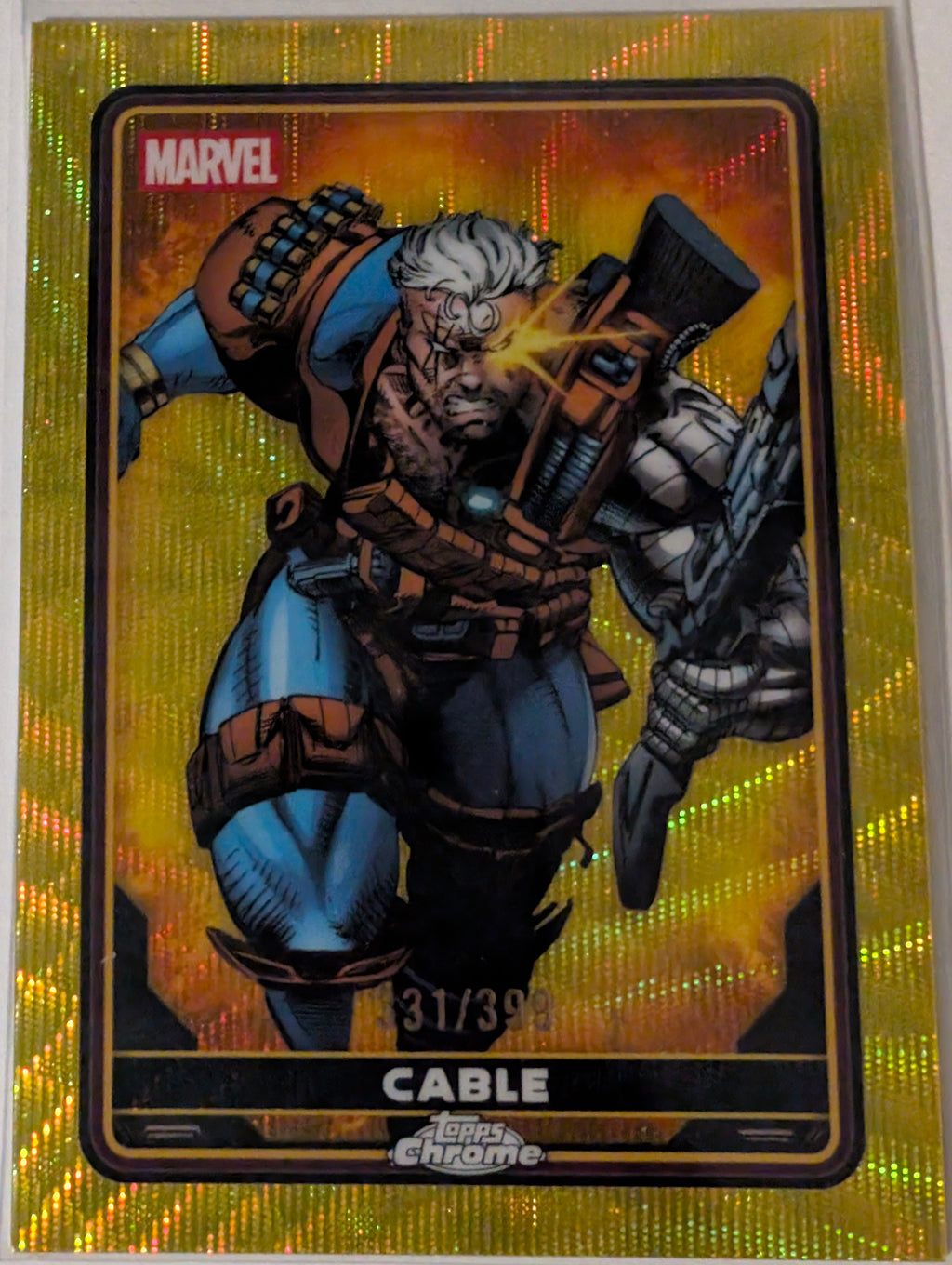 2025 Topps Chrome Deadpool Cable #3 Gold Wave Refractor 331/399 | X-Men Trading Card