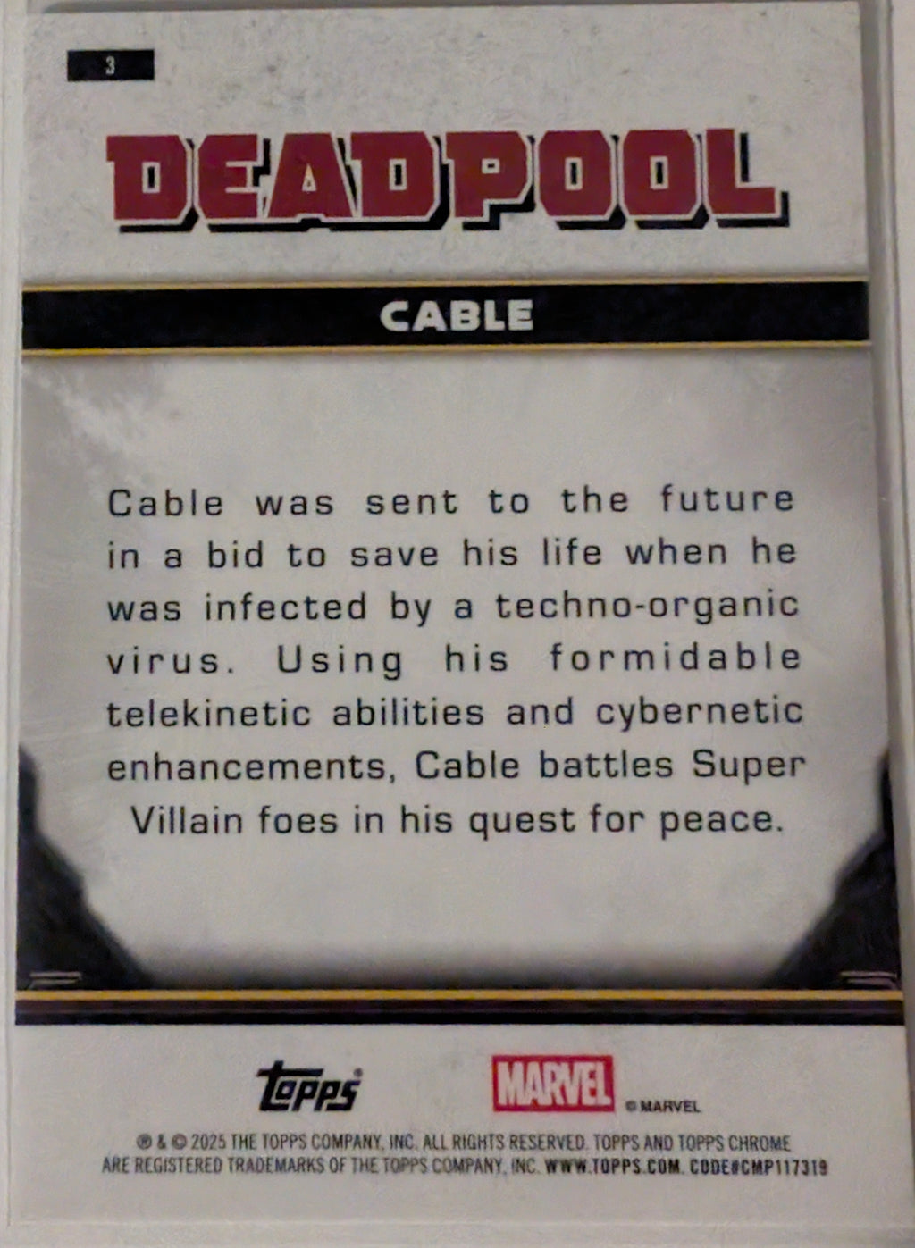 2025 Topps Chrome Deadpool Cable #3 Gold Wave Refractor 331/399 | X-Men Trading Card